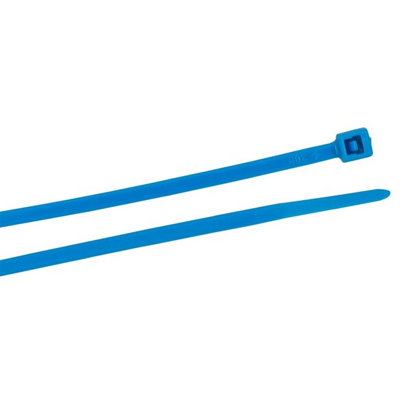 Forney Cable Tie, 4 in L, 3/4 in Max Bundle Dia., Blue, Nylon 6/6, 18 lb Strength, 100 PK - 62006