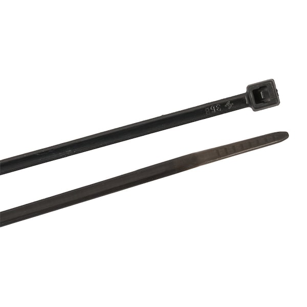 Forney Cable Tie, 4 in L, 3/4 in Max Bundle Dia., Black, Nylon 6/6, 18 lb Strength, 100 PK - 62002