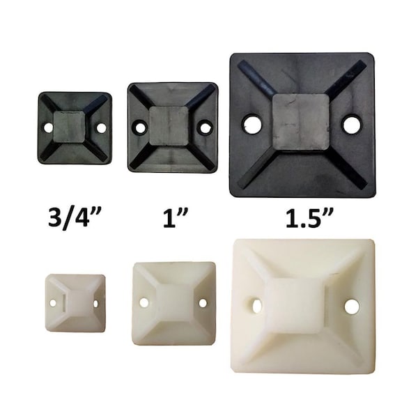 Electriduct Adhesive Backed Mounting Bases- 1" x 50 Pieces- Black - CT-ED-ABM-100-50-BK