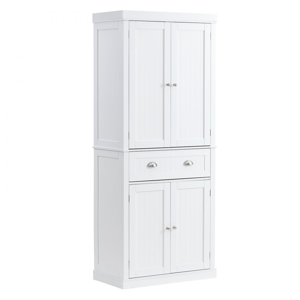 VEVOR 72" Kitchen Pantry Storage Cabinet, Freestanding Utility Cabinets with Doors, Drawer and 3 Adjustable Shelves, Tall Food Buffet Pantries for Kitchen, Living Room, Dinning Room, Laundry, White - MZDKCTCJJ16D9CJGRV0