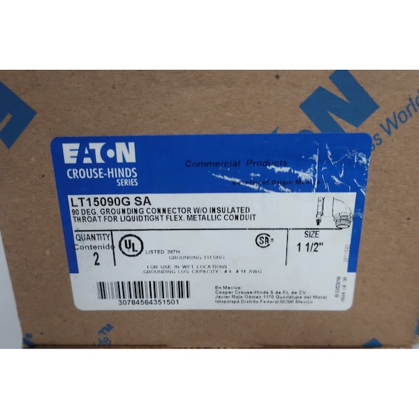 Crouse Hinds Conduit Fitting Connector, 1-1/2 in, Liquid-Tight, Aluminum - LT15090G SA