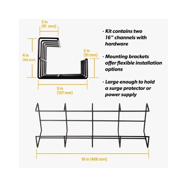 Fleming Supply Fleming Supply Wire Organizer Tray- Set of Two 16 inch Cable Raceways for Office Cord Management - 555831HML