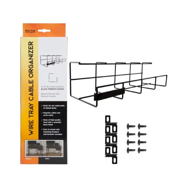 Fleming Supply Fleming Supply Wire Organizer Tray- Set of Two 16 inch Cable Raceways for Office Cord Management - 555831HML