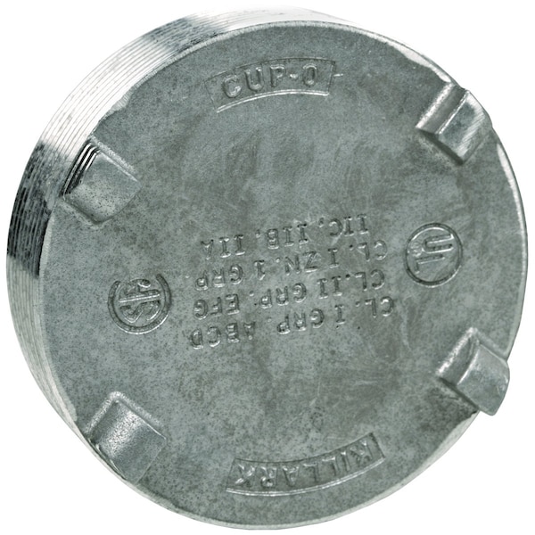 Hubbell Killark Conduit Fitting Plug, 3-1/2 in, Aluminum, Painted, Gray - CUP-9