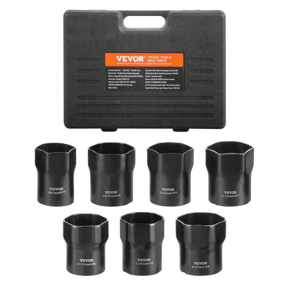 VEVOR Wheel Bearing Locknut Socket Set 1/2 in Drive 7 Pcs SAE and Metric 6-Point - ZLMTTCLZCSJLPXR29V0
