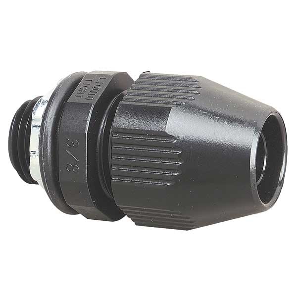Abb Conduit Fitting Connector, 1-1/4 in, Liquid-Tight, Plastic, PVC Coated, Black - LT125P