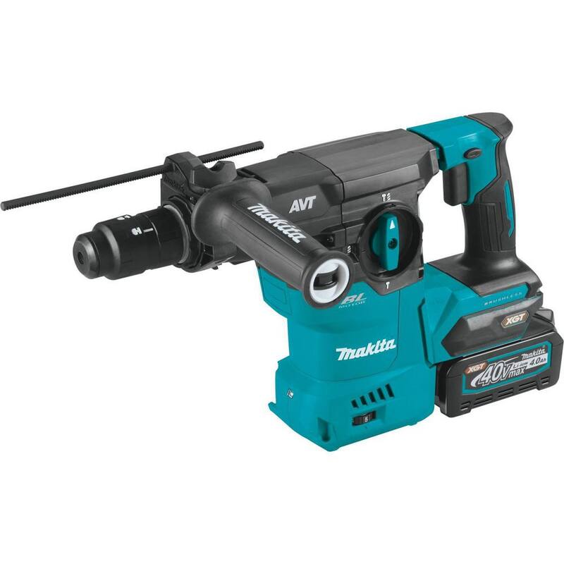 Kit de martillo rotativo inalámbrico sin escobillas Makita de 40 voltios máximo XGT, 1-3/16 pulg. con mandril intercambiable capaz de AWS (4.0Ah) - GRH09M1