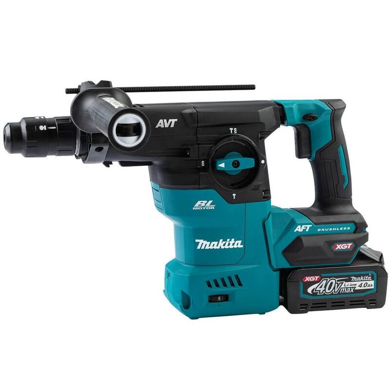 Kit de martillo rotativo inalámbrico sin escobillas Makita de 40 voltios máximo XGT, 1-3/16 pulg. con mandril intercambiable capaz de AWS (4.0Ah) - GRH09M1