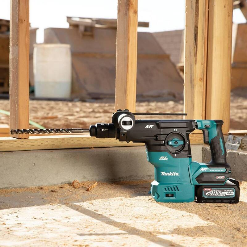 Kit de martillo rotativo inalámbrico sin escobillas Makita de 40 voltios máximo XGT, 1-3/16 pulg. con mandril intercambiable capaz de AWS (4.0Ah) - GRH09M1