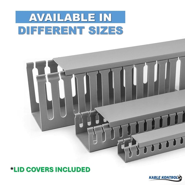 Kable Kontrol Open Slot Wire Duct 1in W x 1in H x 6.5ft L, PVC, UL Listed, Gray, 16PK - PFOS1X1-16