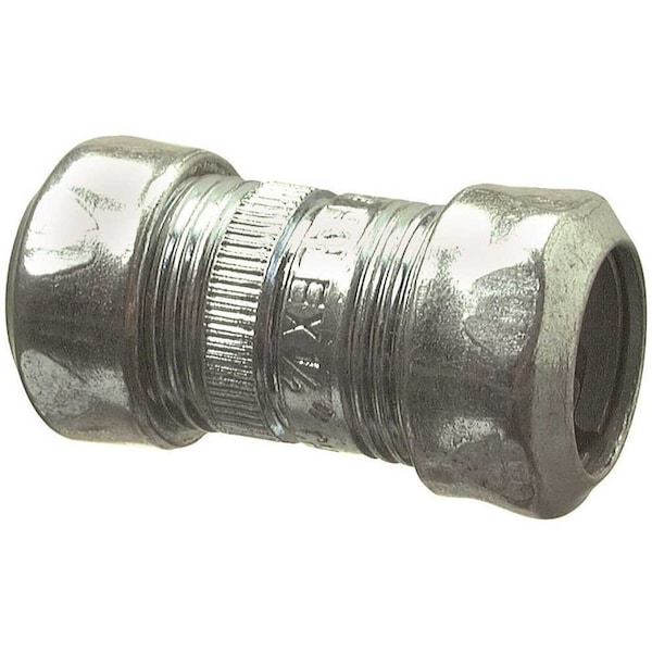 Halex EMT Coupling, 1-1/4 in, Compression, Steel, Galvanized - 62412