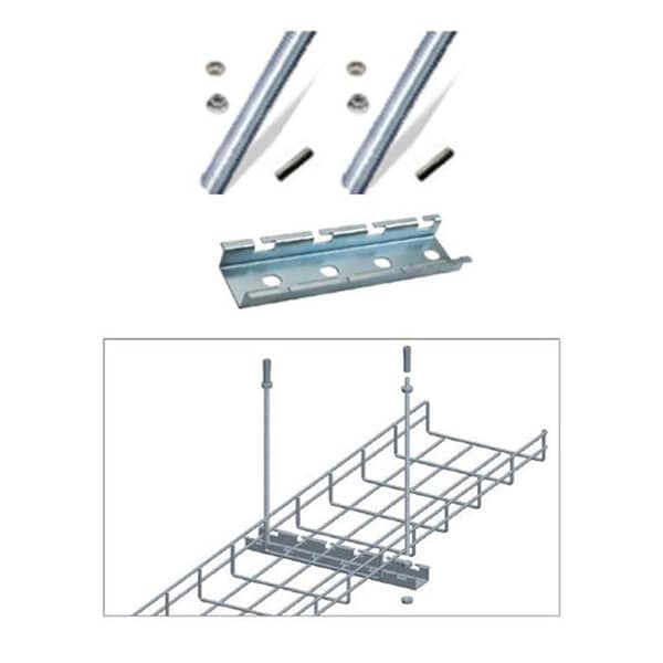 Quest Manufacturing Cable Tray Ceiling Hanging Bar Kit with Rods, 8in , Zinc - CT0013-08-03