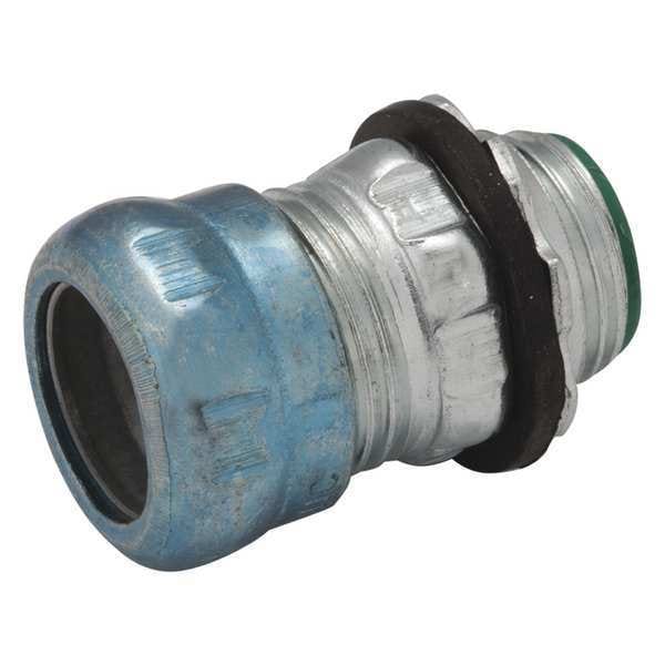 Raco EMT Grounding Connector, 2 in, Compression, Steel, Plain, Black; Gray - 2918RT