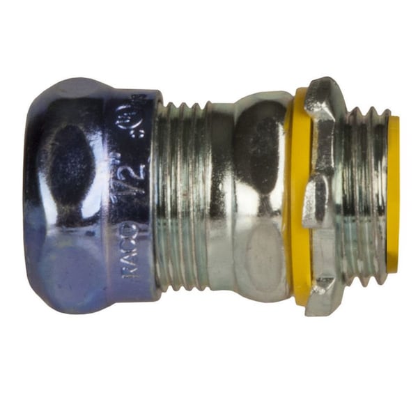 Raco EMT Grounding Connector, 2 in, Compression, Steel, Plain, Black; Gray - 2918RT