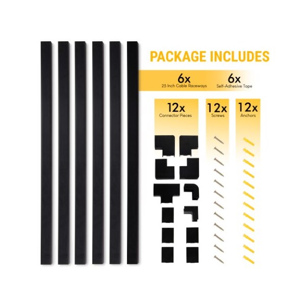 Fleming Supply Fleming Supply Cord Concealer Kit - 6 Cable Raceways, Elbows and T Connectors - 496519XHQ