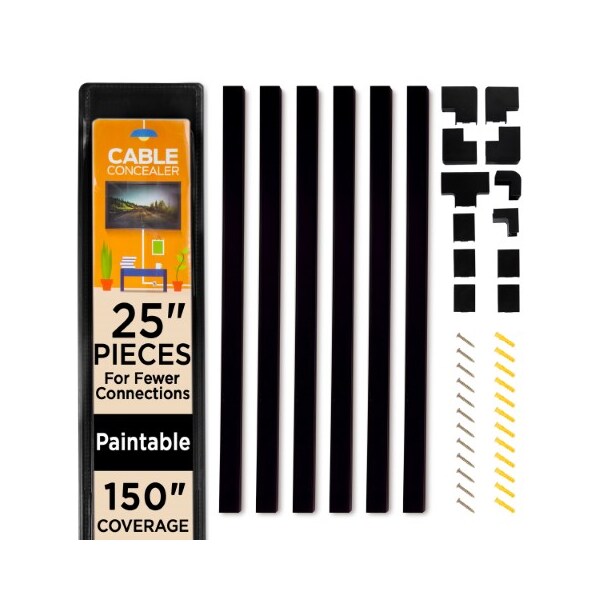 Fleming Supply Fleming Supply Cord Concealer Kit - 6 Cable Raceways, Elbows and T Connectors - 496519XHQ