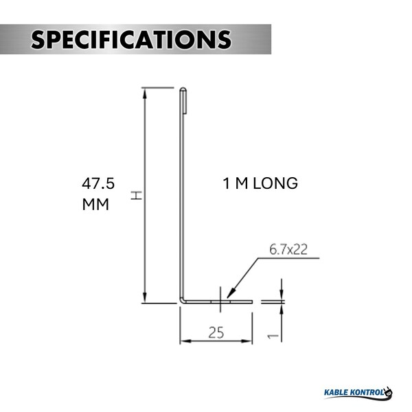 Kable Kontrol Cable Tray Divider 2in H, 304 Stainless Steel - KK-DIV-2-304SS