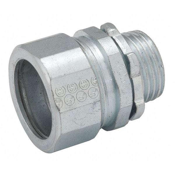 Raco IMC/Rigid Grounding Connector, 1-1/2 in, Compression, Steel, Zinc Plated, Gray - 1806