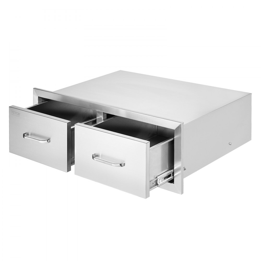 VEVOR Outdoor Kitchen Drawers 30" W x 10" H x 20" D, Horizontal Double BBQ Access Drawers Stainless Steel with Handle, BBQ Island Drawers for Outdoor Kitchens or Patio Grill Station - CTG30X10X20000001V0