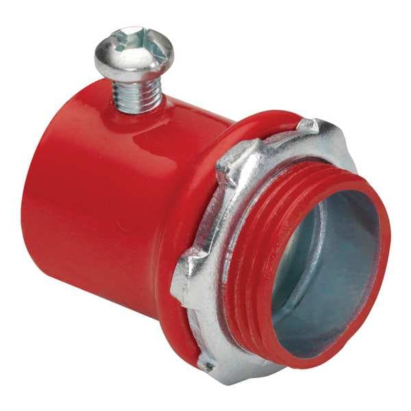 Bridgeport Fittings EMT Grounding Connector, 3 in, Set Screw, Steel, Painted, Red - 237-SR