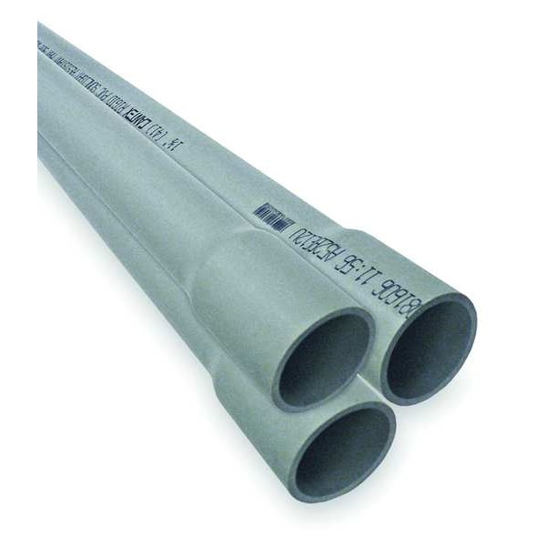 Cantex Non-Metallic Conduit, Schedule 40, 2 in Trade Size, 10 ft, PVC - A52CA12