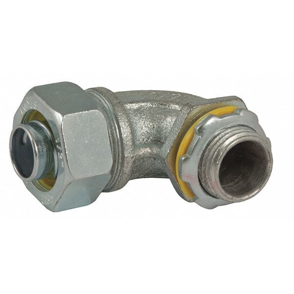 Raco Conduit Fitting Connector, 3/8 in, Liquid-Tight, Steel, Zinc Plated, Gray - 3421