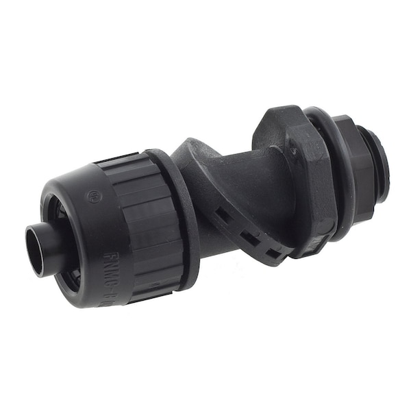Hubbell Wiring Device-Kellems Conduit Fitting Connector, 3/8 in, Threaded, Nylon, Black - PS0389NBK