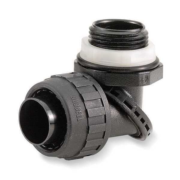 Hubbell Wiring Device-Kellems Conduit Fitting Connector, 3/8 in, Threaded, Nylon, Black - PS0389NBK