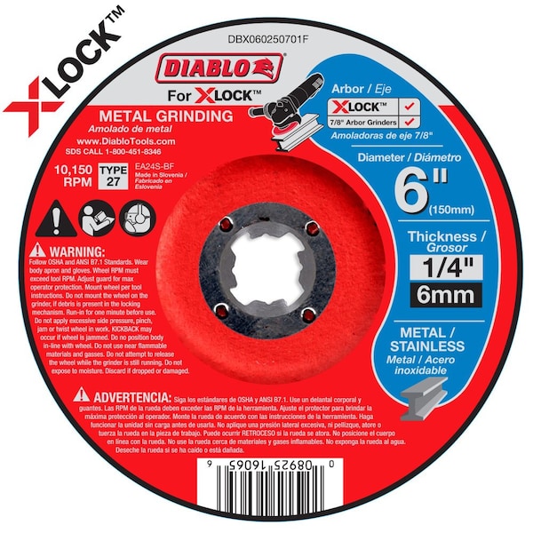 Disco de desbaste de metal Diablo tipo 27 para X-Lock a - DBX060250701F.