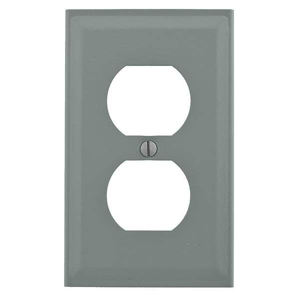 Hubbell Wiring Device-Kellems Single Receptacle Cover, Gray - HBL3043BEGY