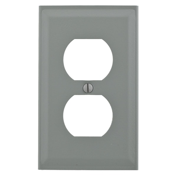 Hubbell Wiring Device-Kellems Single Receptacle Cover, Gray - HBL3043BEGY