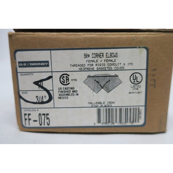 O-Z/Gedney BOX OF 10 90DEG CORNER ELBOW 3/4IN CONDUIT FITTING - FF-075