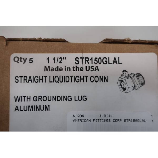 American Fittings Conduit Fitting Liquid-Tight, Aluminum, Powder Coated - STR150GLAL