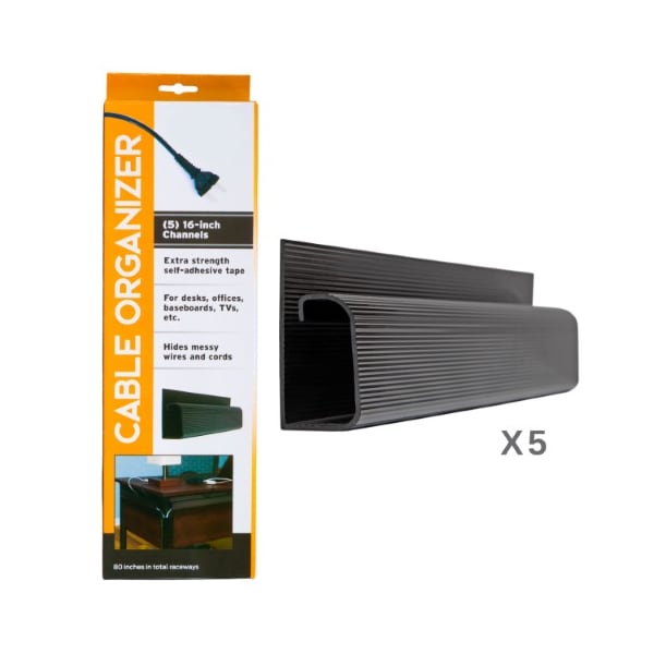 Fleming Supply Fleming Supply Cord and Cable Organizer- 5 Piece J Channel Raceways Concealer Kit - 107768DIJ