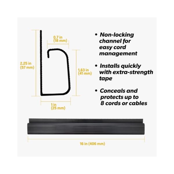 Fleming Supply Fleming Supply Cord and Cable Organizer- 5 Piece J Channel Raceways Concealer Kit - 107768DIJ