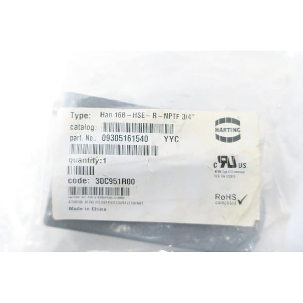 Harting CONNECTOR BODY 3/4IN NPT CONDUIT OUTLET BODIES AND BOX - 09305161540