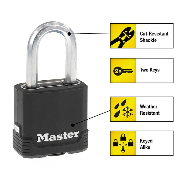 Master Lock Master Lock Magnum 1-7/8 in. H X 1-3/16 in. W X 1-3/4 in. L Steel Ball Bearing Outdoor Padlock - M115XTRILFCCSEN