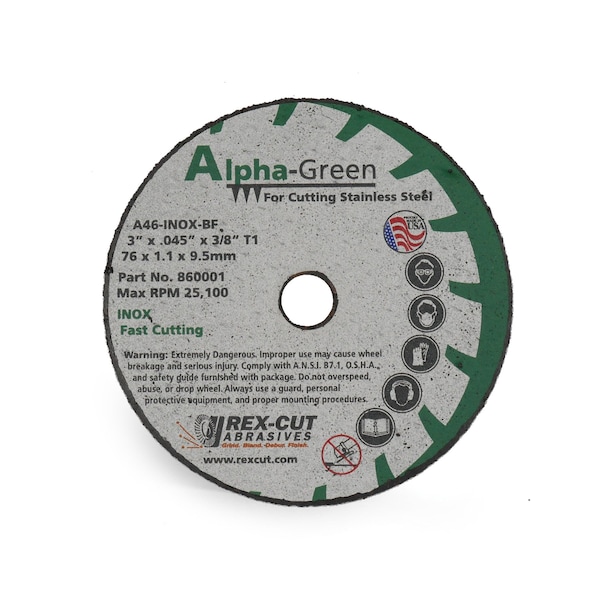 Rueda de corte Rex Cut Alpha Green de 3 X .040 X 1/4 T1 Alpha Green - 860010