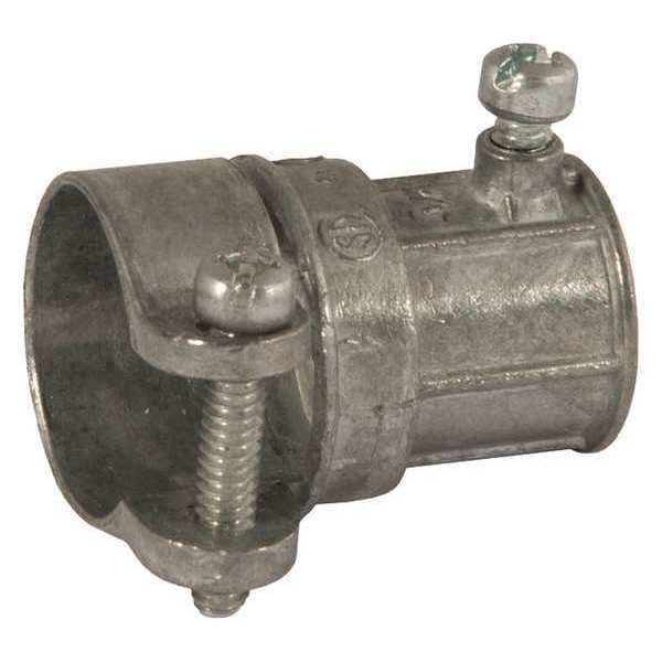 Raco EMT Coupling, 1/2 in, Set Screw, Zinc Alloy, PVC Coated, Gray - 1852