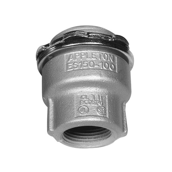 Appleton Electric Conduit Fitting Grounding Hub, 1-1/2 in x 2 in, Threaded, Malleable Iron, Silver - ES200150