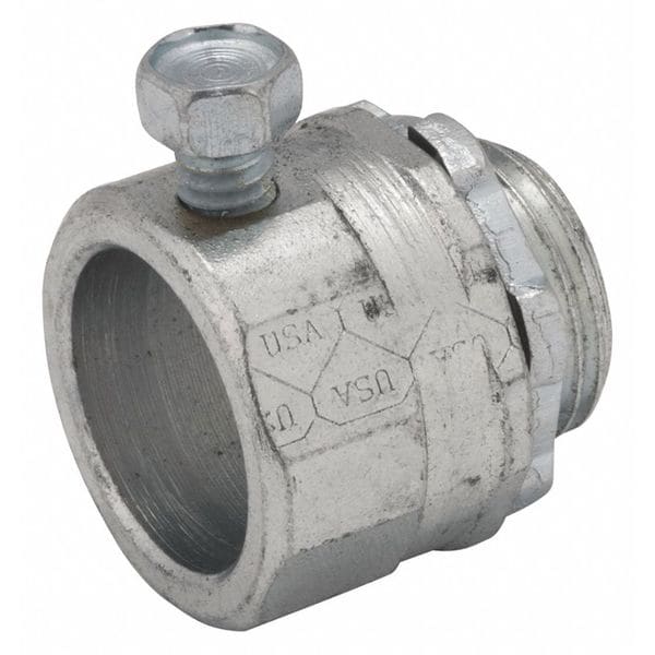 Raco IMC/Rigid Grounding Connector, 1/2 in, Set Screw, Steel, Plain, Gray - 3002