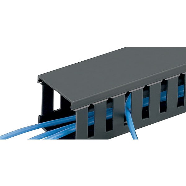 Panduit 6' Base Wiring Duct, 1" W x 2" H, PVC, Black - G1X2BL6
