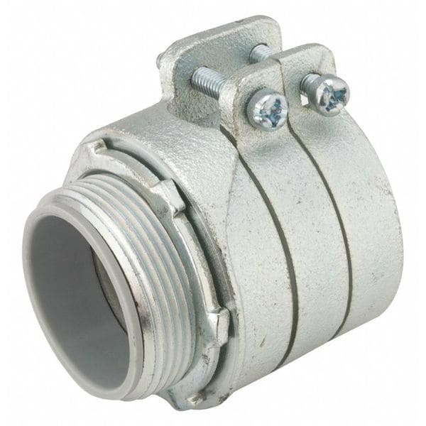 Raco Conduit Fitting Grounding Connector, 1-1/4 in, Push-On, Iron, Zinc Plated, Gray; Yellow - 3305