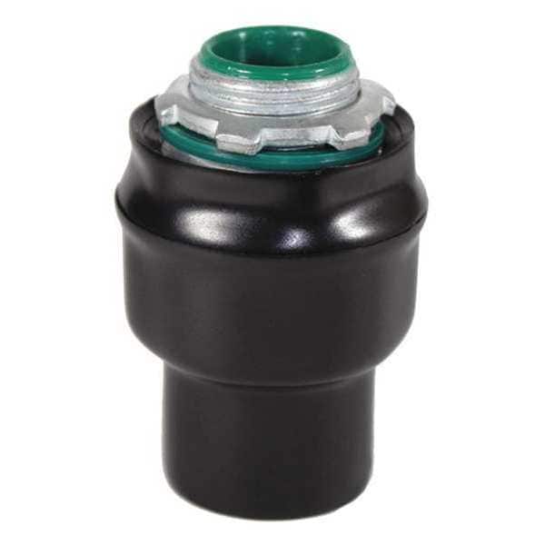 Calbond Conduit Fitting Connector, 3/4 in, Liquid-Tight, Steel, PVC Coated, Black - PV0700LT75