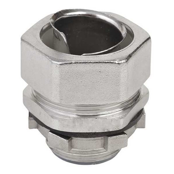 Calbrite Conduit Fitting Grounding Connector, 1/2 in, Compression, 316 Stainless Steel, Polished, Silver - S60500FCS0