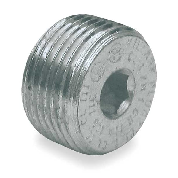 Hubbell Killark Haz Loc Plug, 3/4 in, Threaded, Steel, Powder Coated, Gray - PLUG2