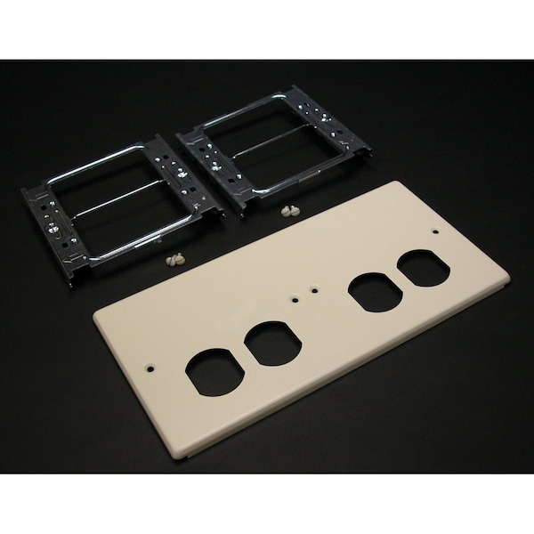 Wiremold Duplex Four Gang Cover, Gray, Steel - G4047-2BBXX