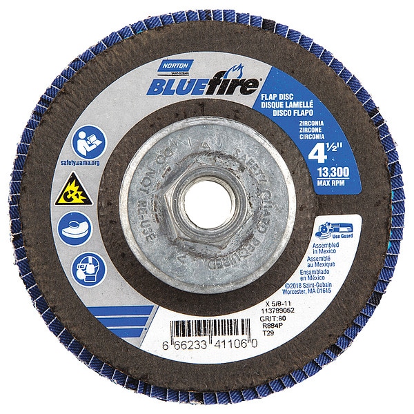 Disco de aletas Norton Co, 13,300 rpm, 80 Grit, 29-Type, PK2 - 66623341106
