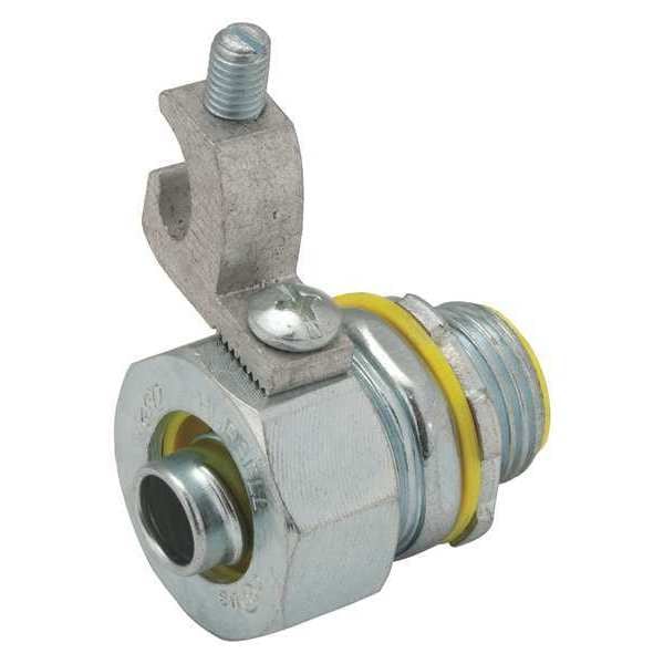 Raco Conduit Fitting Connector, 3/8 in, Threaded, Steel, Electro Zinc Plated, Gray - 3541-3