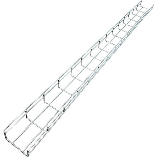 Kable Kontrol Wire Mesh Cable Tray Straight Section, Electro-Zinc Resistant Steel, 4' Wx2' Dx10' L, Chrome Finish - KK-4X2X10-EZ